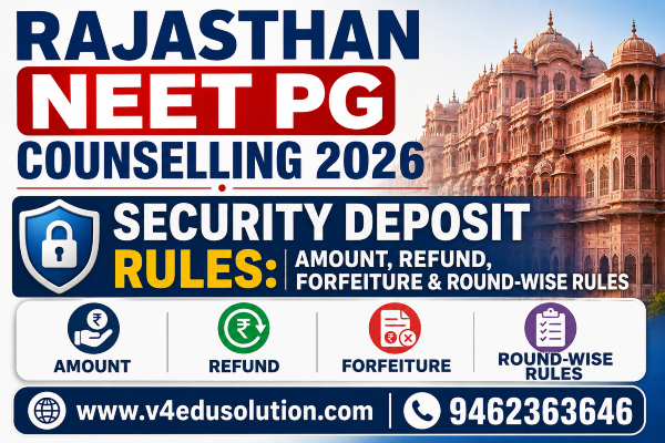 Rajasthan NEET PG Counselling 2026 Security Deposit Rules: Amount, Refund, Forfeiture & Round-Wise Rules